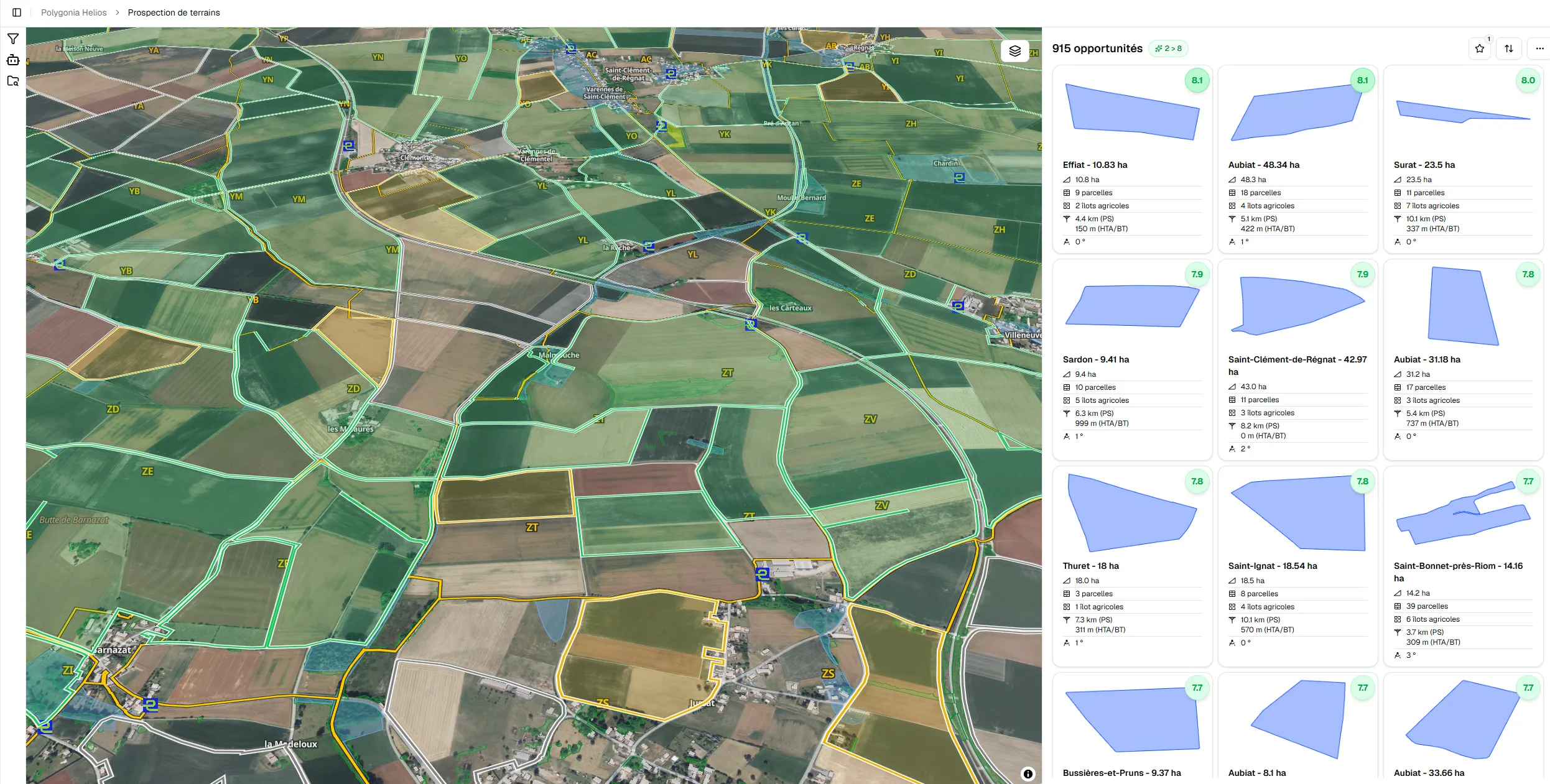 Chatbox de l'agent IA avec requête et carte filtrée en direct